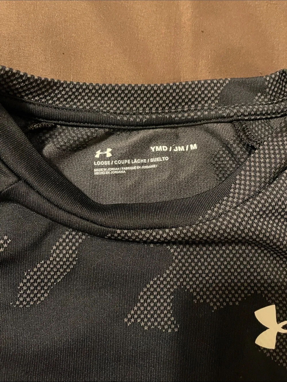Under Armour Black Camo Short Sleeve Tee with UA Gray Joggers, sizes-medium.
